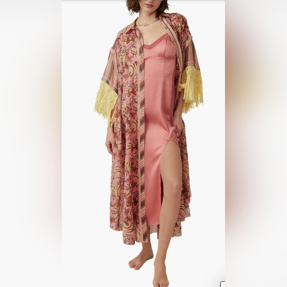 Free People Watching Waves Maxi Shirtdress/Mauve Combo